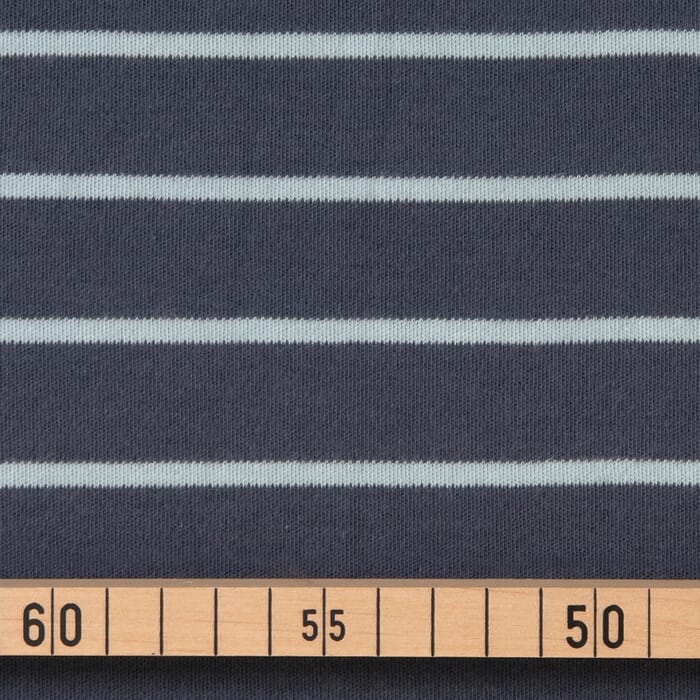 Bio Baumwolle Jersey Streifen grau blau