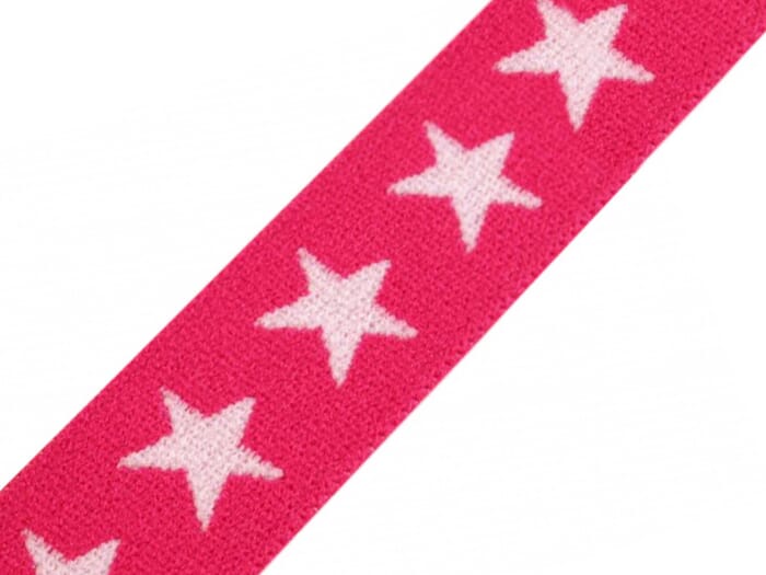Gummiband 20mm Sterne pink weiß