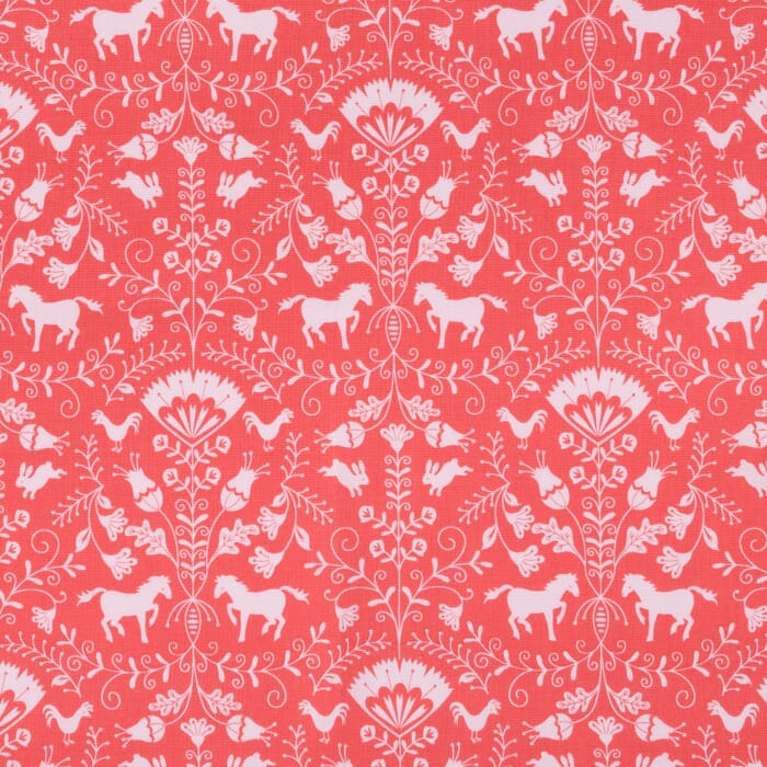 Baumwolle Popeline Pferde Hasen hellrosa auf pink