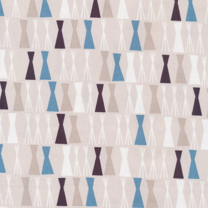 Bio Baumwolle Canvas geometrisches Muster in grau, blau