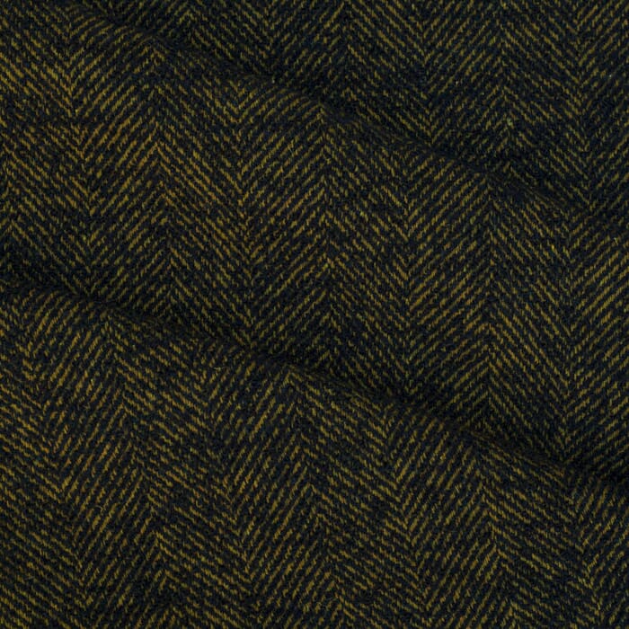 Tweed Mantel Wollstoff, Fischgrat dunkelblau limetten grün