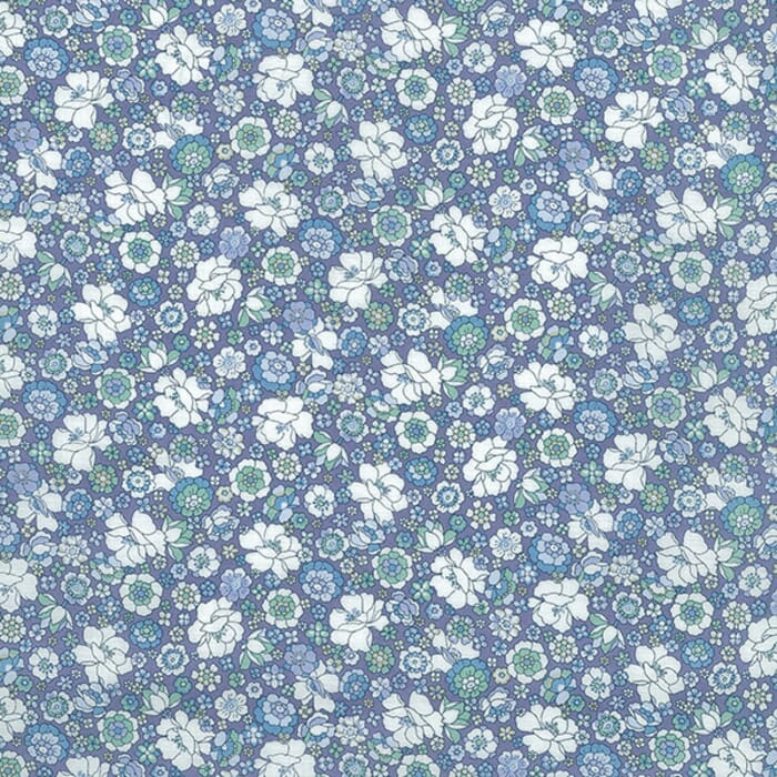 Baumwolle Popeline Blumen hellblau weiß