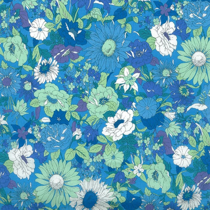 Baumwolle Batist Blumen blau türkis