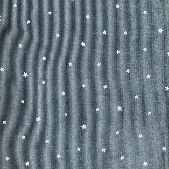 Baumwolle Babykord mit Sternendruck weiß auf dunkelgrün