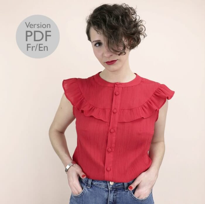 Blouse with short sleeves and ruffles, Ebook