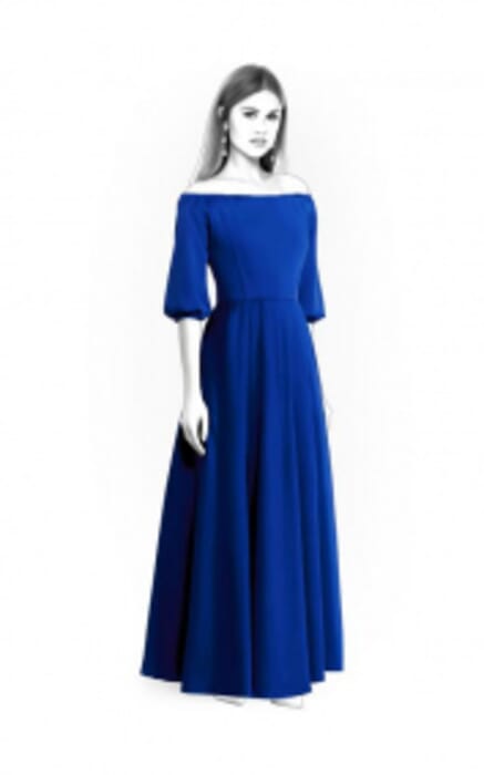 Long dress, off-shoulder, Pdf sewing pattern