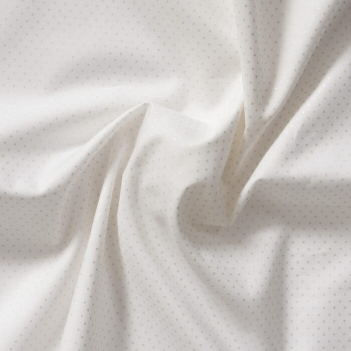 Baumwolle Popeline feine silberne Punkte auf weiß