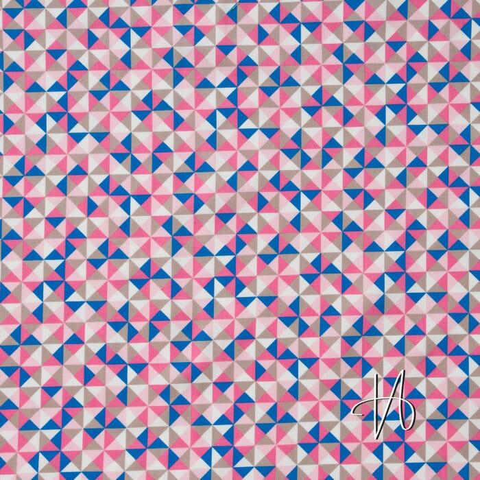 Feine Baumwolle, Popeline Dreiecke in rosa blau und braun
