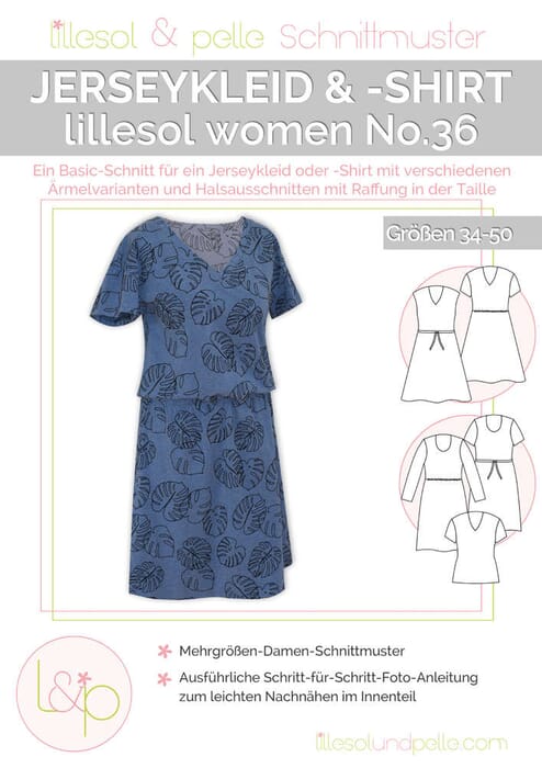 Papierschnittmuster lillesol women No.36 Jerseykleid & -Shirt